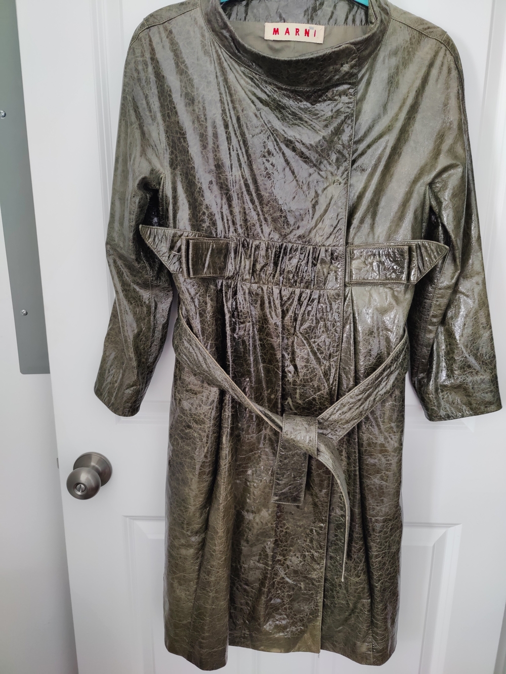 Marni Leather Trench Coat In Olive Green #vintage #Italy